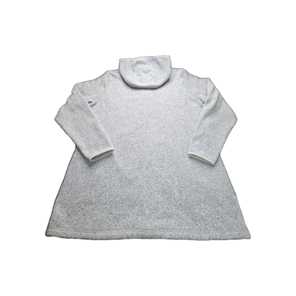 L.L.Bean Sweater Fleece Coat 1X Plus Gray Hooded Longline Jacket Zip Pockets - Picture 4 of 11